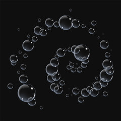 Fototapeta na wymiar Bubbles under water vector illustration on black background