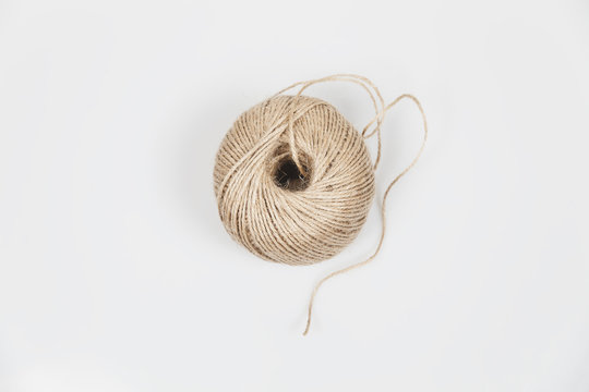 Roll of Twine Cord Isolated On White Background Top View