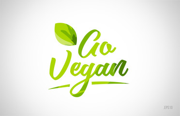 go vegan green leaf word text logo icon typography