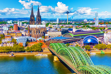 Aerial panorama of Cologne or Koln, Germany