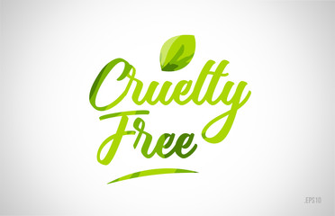 cruelty free green leaf word on white background