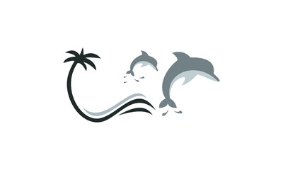 vector dolphin island