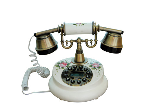 Retro telephone isolated with clipping path.