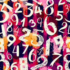 Seamless pattern with different numbers on texture background