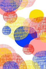 Digital abstract drawing of colorful circles on white background