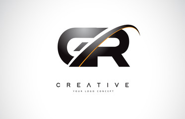 GR G R Swoosh Letter Logo Design with Modern Yellow Swoosh Curved Lines. - obrazy, fototapety, plakaty