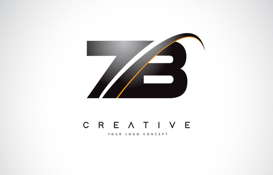 ZB Z B Swoosh Letter Logo Design with Modern Yellow Swoosh Curved Lines.