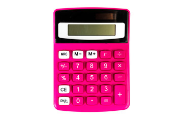 isolated white school background with a pink calculator