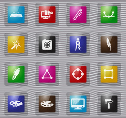 Design glass icons set
