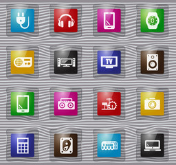 Devices glass icons set