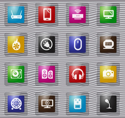 Devices glass icons set