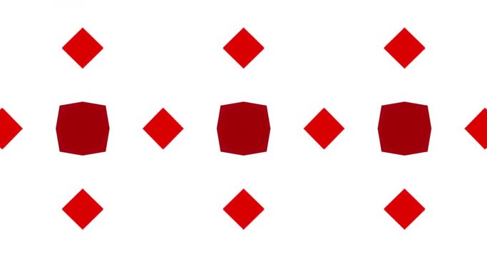 kaleidoscope of red shapes and with warm colors moving on a white background. hypnotic background reminiscent of traditional geometric paintings