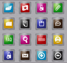 Forum interface glass icons set