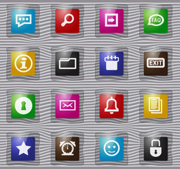 Forum interface glass icons set