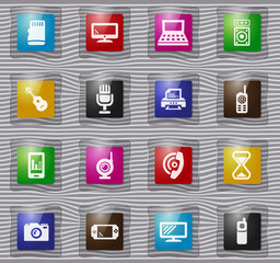 Home appliances glass icons set