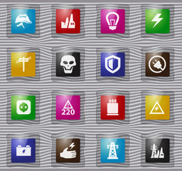 High voltage glass icons set