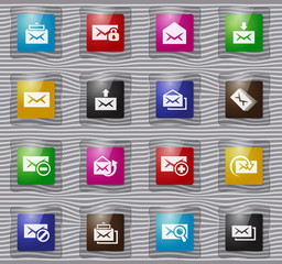 Mail glass icon set