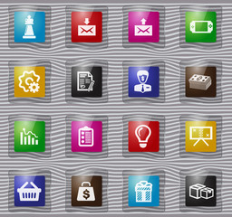 Marketing glass icons set