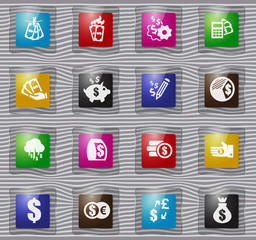 Money glass icon set