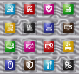 Repyer Diagnostics of computers glass icons set