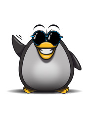pinguin süss freuen hallo winken sonnenbrille