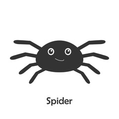 Spider in cartoon style, halloween card for kid, preschool activity for children, vector illustration