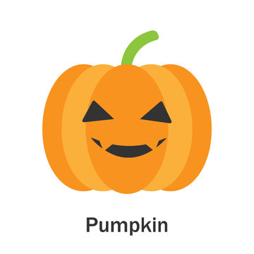 Pumpkin in cartoon style, halloween card for kid, preschool activity for children, vector illustration