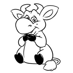 merry cow sits cartoon illustration isolated image coloring page
