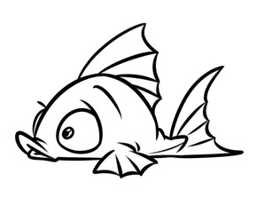  fish lies cartoon illustration isolated image coloring page