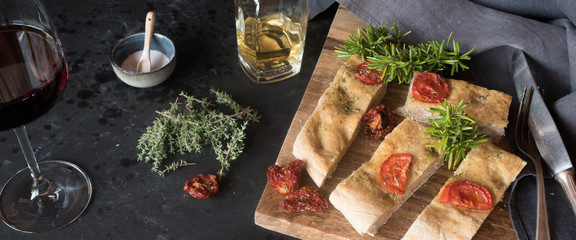 Italian focaccia with ingredients