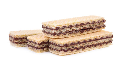 Wafers with chocolate isolated on white background