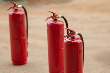 Obraz premium Fire protection equipment, Fire extinguisher on trolley, industry concept