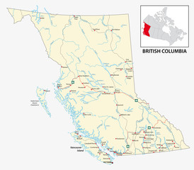 Road map of the Canadian province of British Columbia