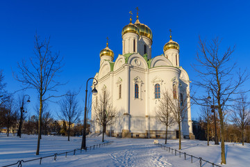 Fototapeta na wymiar Cathedral of St. Catherine velikomuchennitsy in winter. Pushkin. Saint Petersburg. Russia