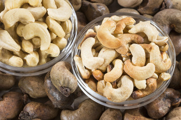 Cashew nuts on the table - Anacardium occidentale