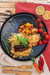 beef tajine with vegetables and Semolina