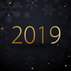 Fototapeta na wymiar 2019 Happy New Year Background with snowflakes for your Seasonal Flyers and Greetings Card or Christmas themed invitations.