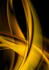 Abstract smooth orange waves on black background