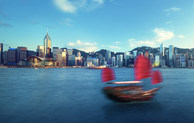 Fototapeta premium Hong Kong harbour, long exposition