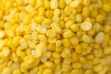 peeled mung beans on background. top view