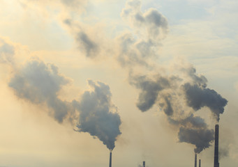 Smoke from the pipes of the factory