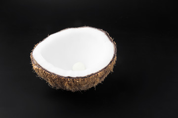 coconuts isolated on black background clipping path