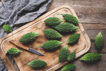 Fresh green bitter melons