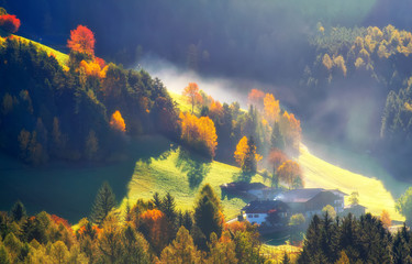 Colorful autumn landscape in the mountains, Alps, Italy