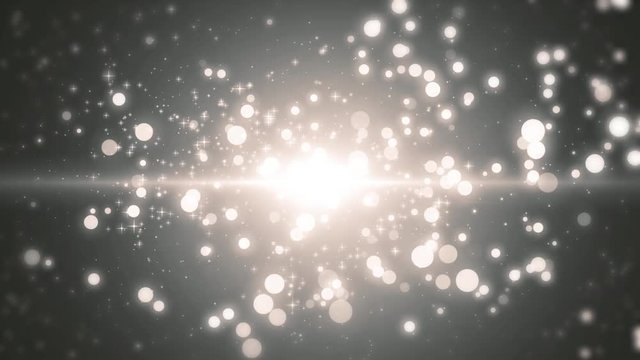 Space gray background with particles. Space silver dust with stars. Sunlight of beams and gloss of particles galaxies. Seamless loop.