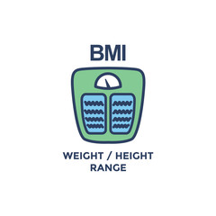 BMI - Body Mass Index Icon with weight scale