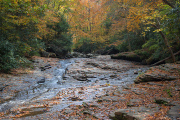 Natural water slide on an Autumn day, Ohiopyle Pennsylvanian