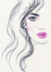 beautiful woman. fashion illustration. watercolor painting