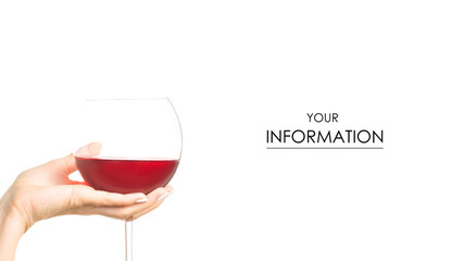 Female hand holding a glass of red wine on a white background isolation