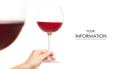 Female hand holding a glass of red wine on a white background isolation